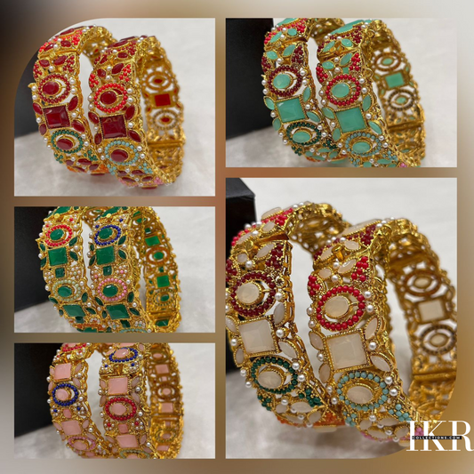 Casting Bangles 1k Gold Openable free size in Multi Color