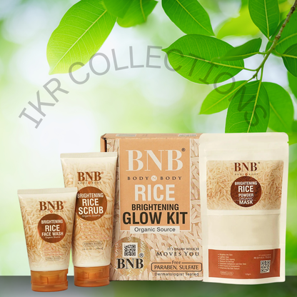 BNB Rice new Extract Bright & Glow Kit ( Rice Face Wash + Rice Scrub + Rice Mask)